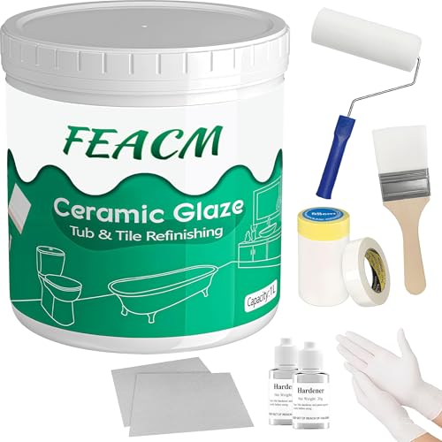 FEACM Tile Paint, Tub and Tile Refinishing Kit, Tub Refinishing Kit White Bathtub Water Based &Low...