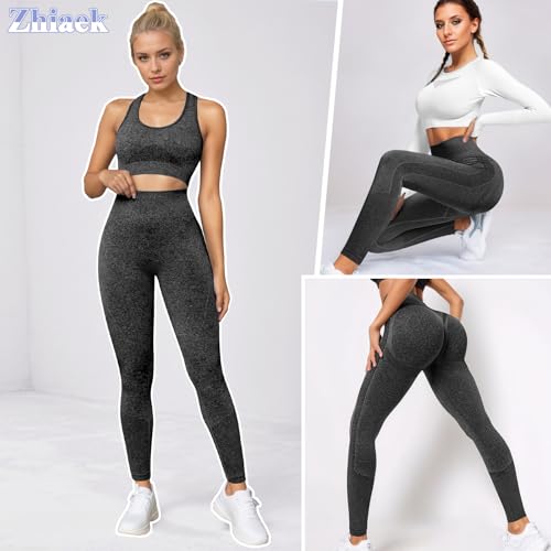 Zhiaek Legging de Sport Femme Push Up Elastique Taille Haute Pantalon Sport – vue 2