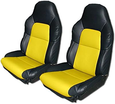 Iggee Custom Made OEM FIT Artificial Leather seat Covers (Pair) for Chevy Corvette C4 Standard(Base) 1994-1996 (Black)