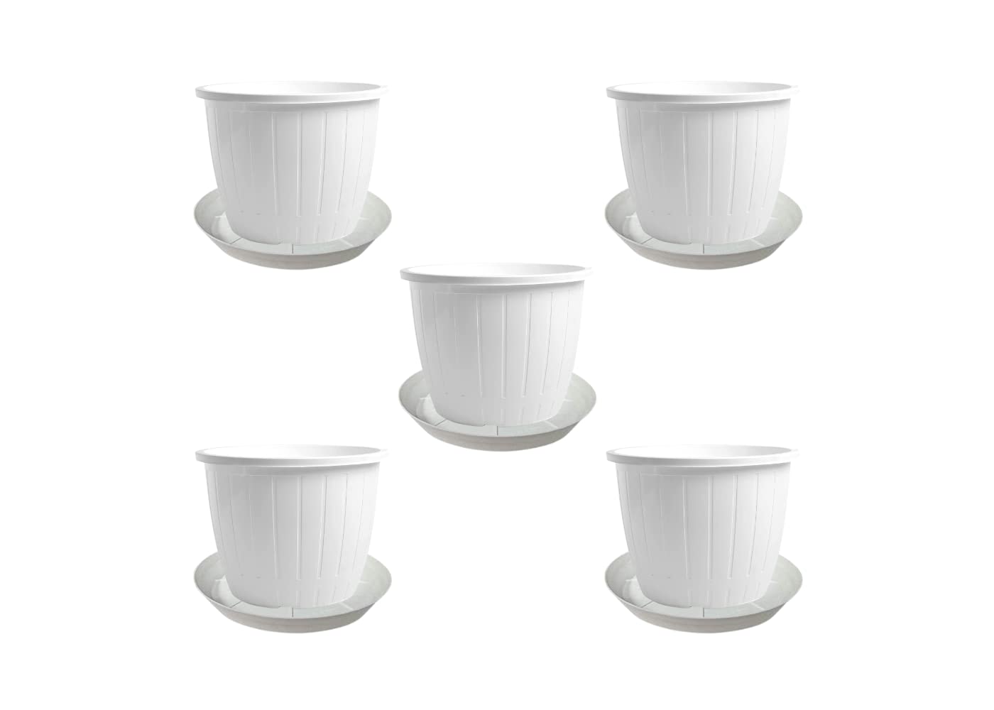 Go HookedPlastic Duro Flower Pot for Gardening, Indoor/Outdoor Planter-White (8 Inch)(Pack of 5 with Tray) (B0BD5VLNQ7) Amazon Price History, Amazon Price Tracker