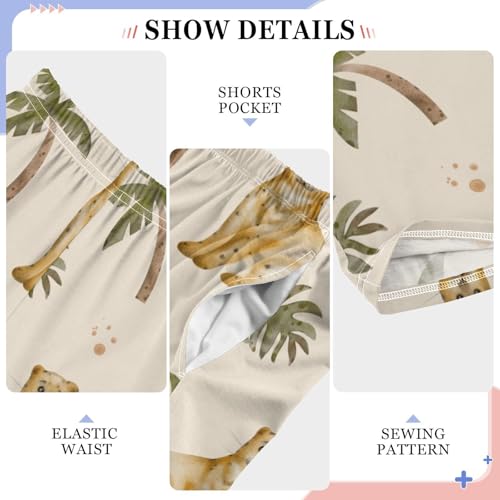 Playful Leopard Boys Pants Boys Athletic Pants Long Pant for Boywith Pockets Wide-Leg Size 6-14Y4