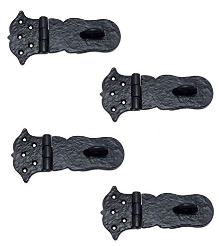 Image of Adonai Hardware inchParan inch Heavy Duty Antique Cast Iron Safety Locking Hasp and Staple(6 inch x 4 Pack, Matte Black) for Vintage Pirates Treasure Chest, Trunks, Wooden Jewelry Box, Cases, Furniture and Sheds