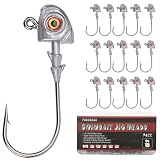 FINOSEAK 3D Eyes Bass Jig Heads for Fishing, 15Pcs Finesse S...