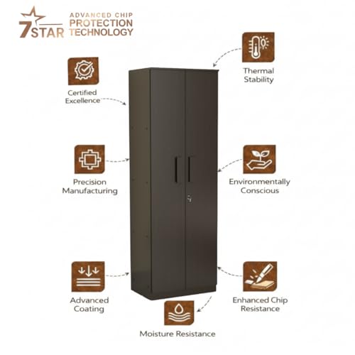 Image of Duo S Engineered Wood 2 Door Wardrobe for Bedroom | Compact Clothes Storage Cabinet with Multiple Shelves | Space Saving Cupboard | 1 Year Warranty - Wenge