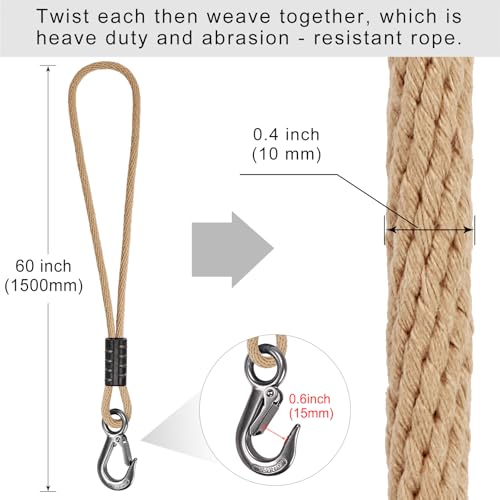 BeneLabel 2 peças de corda para pendurar, rede de 1,5 m, tiras giratórias, fio de poliéster com ganc