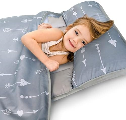 Toddler Nap Mat with Removable Pillow and Blanket Super Soft & Cozy Nap Mats for Preschool Daycare Sleeping Bag for Kids Arrow Quilted Nap Mat