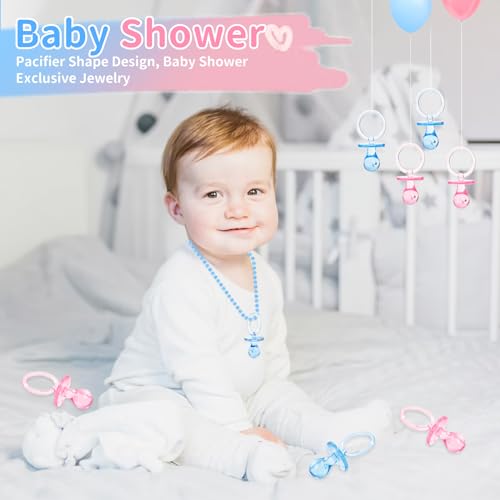 Image of Pacifiers for Baby Shower Game, 36 Plastic Pacifiers for Baby Shower Decoration DIY, Large Size Baby Shower Pacifiers, Gender Reveal Party Table Scatter /Hunt Baby Shower Game Props(Blue&Pink, 2.75 in)