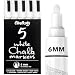 White Chalk Markers - White Dry Erase Chalk Pens for Blackboards, Chalkboard Signs, Windows, Glass, Bistro | 6mm Reversible Tip (5 Pack) - 50 Chalkboard Labels included