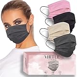 VIRTUE CODE Seamless Essentials Face Masks - Soft 3 Ply Comfort Face Masks, Colorful Disposable Face Mask 50 Pack. Concrete Rose Colored Masks. Adults Mens and Womens Disposable Face Masks