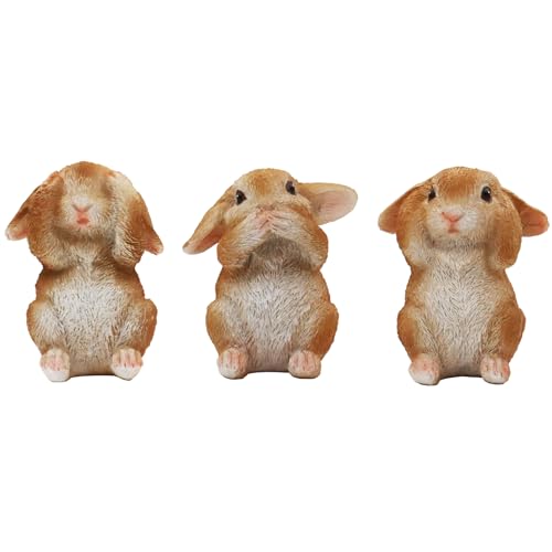 Irayin Coelhos da Páscoa decoração, estátuas de coelho da páscoa, não ver, não ouvir, não dizer, figuras de coelho da páscoa, coelho de resina artesanal para sala, escritório, escritório