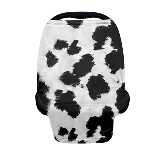 Image of Forchrinse Black and White Cow Print Nursing Cover Breastfeeding Scarf Soft Car Seat Cover for Babies Girls Infant Carseat Multi-Use Cover