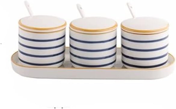 Condiment Jar Spice Container,Ceramic Seasoning Combination Set Sugar and Salt, Household Storage Box,