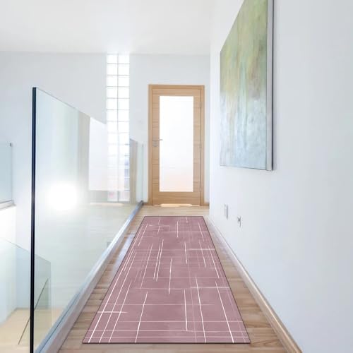 Alfombra lavable para cocina con base antideslizante rosa de 60x150cm 6