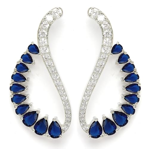 Image of Karatcart Silver Tone Green American Diamond Drop Earrings for Women