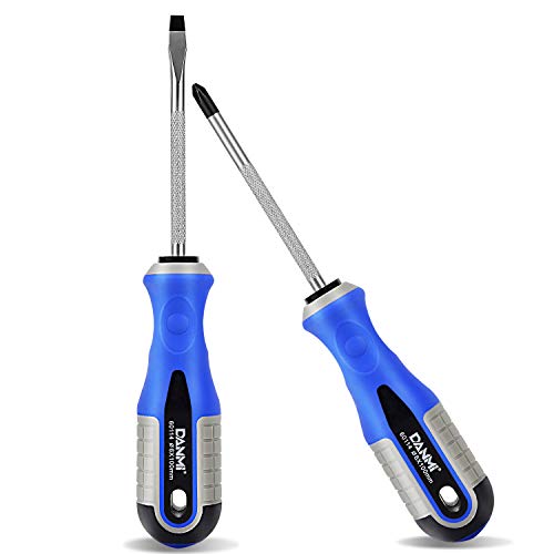 AbeTammy 2-Piece Screwdriver Set, 3.89 inch Shaft Non-Slip Grip Screwdriver Magnetic Tip 6mm PH2 Slotted/Phillips Screwdrivers, Drop Forged Chrome-Vanadium Shaft (Phillips Slotted Screwdriver Set)