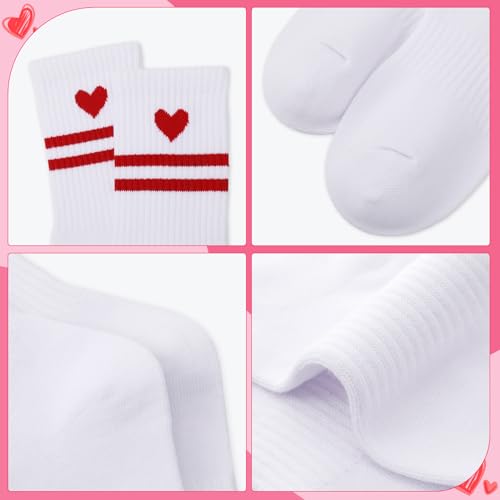 Jspupifip Heart Socks 6 Pairs Crew Athletic Cotton Women Striped Socks with Retro Stripes Hearts2
