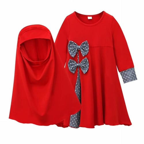 Kids Toddler Girl Muslim Abaya Dress with Hijab Set Robe Ramadan Dubai Prayer Clothes