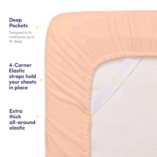 Image of 1500 Supreme Collection King Sheet Sets Peach - Luxury Hotel Bed Sheets and Pillowcase Set for King Mattress - Extra Soft, Elastic Corner Straps, Deep Pocket Sheets, King Peach