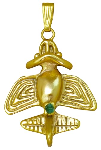 Image of Across The Puddle Colombian Emerald & Multi-Material Options | Quimbaya Flyer Pendant Necklace | Ancient Alien Golden Jets Collection