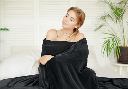 Image of Utopia Bedding Fleece Blanket Twin XL Size Black 300GSM Luxury Anti-Static Fuzzy Soft Microfiber Dorm Bed Blanket (90x76 Inch)