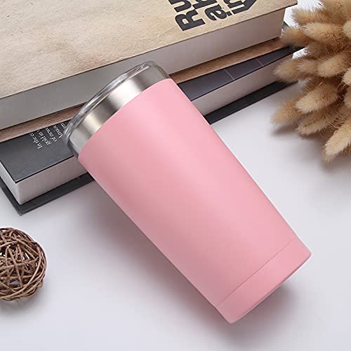 Image of 20oz Insulated Stainless Steel Tumbler, Stainless Steel Vacuum Insulated Double Wall Travel Tumbler, Durable Insulated Coffee Mug, Thermal Cup with Splash Proof Sliding Lid (Pink, 20oz)