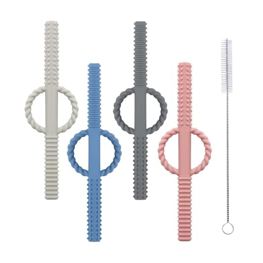 4 Pack Handle Hollow Teethers Tubes (6.8'' Long) Teething Toys for Babies 0-6 Months - BPA Free