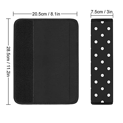 Image of Bagea-Ka 2 Pack Car Seat Belt Pad Cover Polka Dot Black and White Simple Pattern for Adults Kids, Universal Soft Safety Belt Shoulder Strap Cushion Protector for Backpack Bag Straps Cover