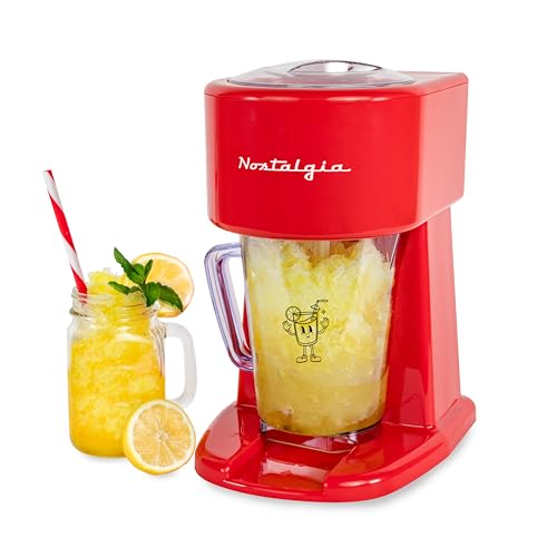 Image of Nostalgia Retro 40-Ounce Frozen Beverage Station - Slushie Machine and Ice Shaver with Automatic Mixing for Soda, Cocktails and Margaritas - Easy & Safe Use - Red