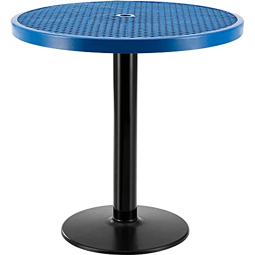 Global Industrial 36" Round Outdoor Counter Height Table With Pedestal Base, 36" H, Blue #TOP26