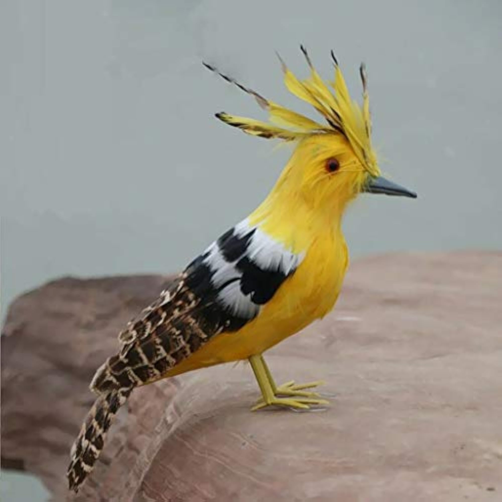 Artificial Fur Black Hoopoe Bird Home Garden Statue Decoration