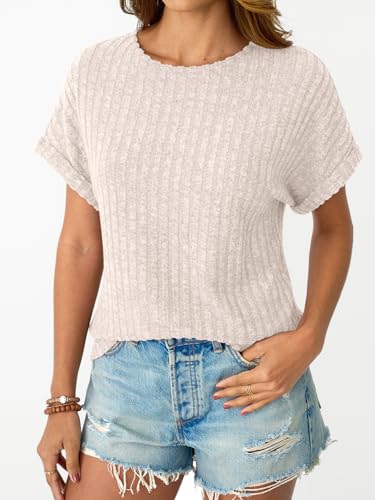 LILLUSORY Women Short Sleeve T Shirt Summer Sweater Dressy Casual Blouse Business Top Work Clothing3