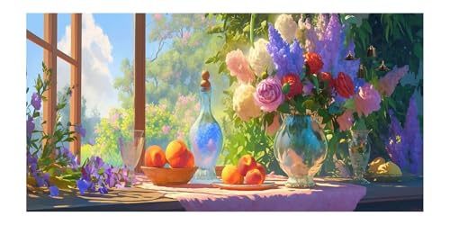 Pintura de diamantes para adultos, mosaico de flores DIY grande de 30x60 cm para decorar tu salón 2