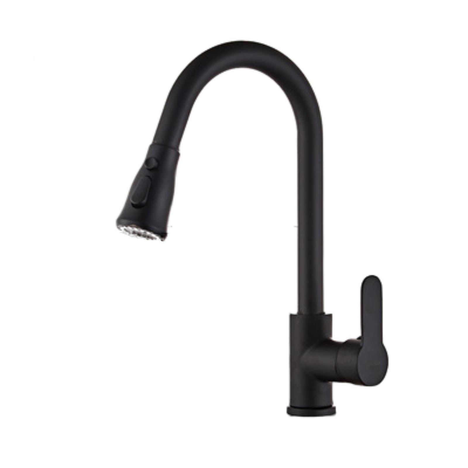 ZYCHSJXA Kitchen Mixer Taps Copper Faucet Hot and Cold Swivel Pull-Out Vegetable Sink Splash-Proof B Black Three-Outlet