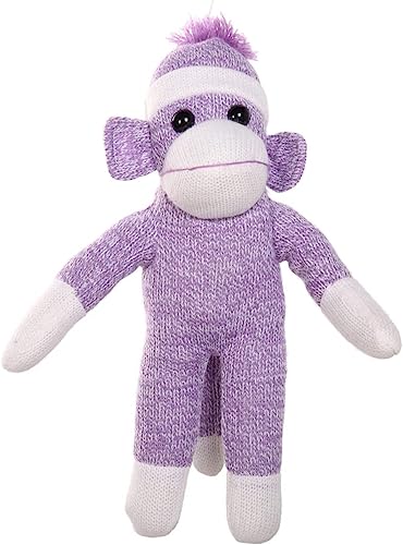 Made By Aliens Traditional Sock Monkey Plush Toy Hand Knitted Stuffed Animal for Kids & Babies (16" Purple)