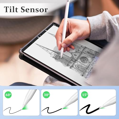 Image of ZEORGIA Upgraded Stylus Pen for iPad | Ultra High Precision & Sensitivity, Palm Rejection, Power Display, Tilt Sensitivity, Magnetic Adsorption, Prevents False Touches