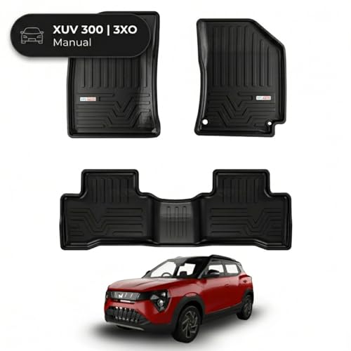 Image of XUV 300 /3XO (Manual) TPE Car Mats - All Weather Resistant Car Floor Mats | Anti Slip Full Coverage 3D Car Foot Mat | Waterproof Durable | Easy to Clean & Dust Free - (Manual)