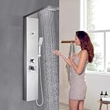 llffssdg LED Duschpaneel Duschpaneel Duschsäule Hydromassage mit Duschkopf LED Duschsystem Wasserauslass Multifunktion Edelstahl Gebürstet