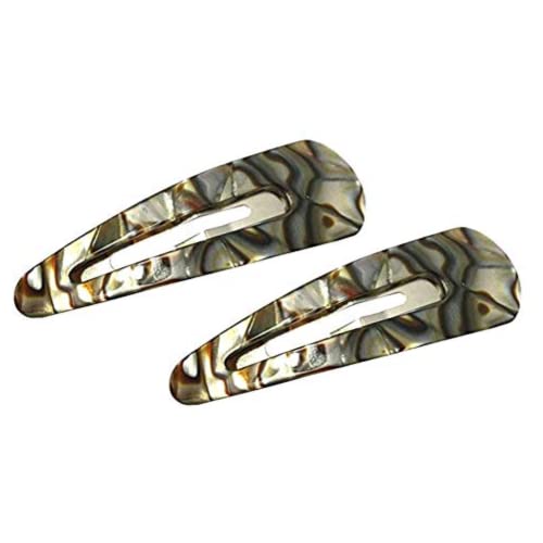 French Amie Clic Clac Large Onyx Silver Grey 2 3/4" Handmade Set of 2 Snap Hair Pin Clips for Women and Girls