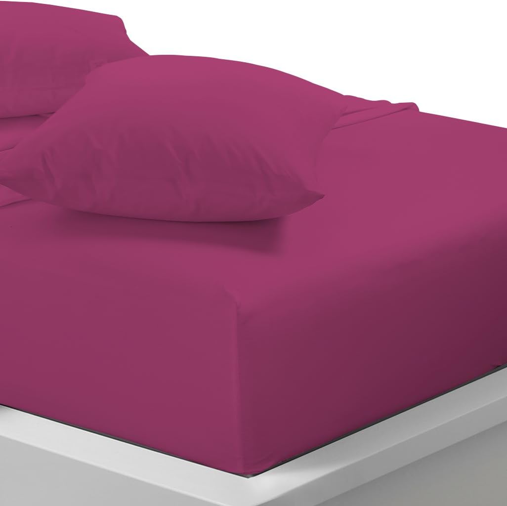Fitted Sheet - Soft Wrinkle Free - Fits Mattress Perfectly - Deep Pocket Sheets - Small Double/Double/Single/King/Pillowpair (Fuchsia, King)