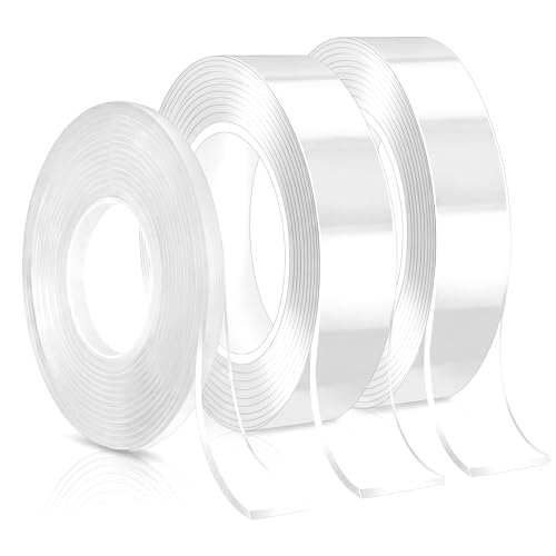 Image of PRIME PICK Double Sided Nano Tape, Transparent, 3m x 30mm, 1mm Thick, Strong Silica Gel, Residue Free, for Wall Mounting, Home, Office & DIY Use (3M+1cm /2cm /3cm Transparent)