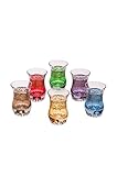 Orientalische verzierte Teegläser Set 6 Gläser Hafis bunt Gold | Marokkanische Tee Gläser 6 Farben Deko orientalisch | 6 x Orientalisches Marokkanisches Teeglas verziert