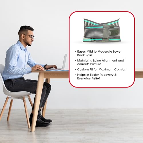 Image of Life Wear Lumbo Sacral Belt for Low Back Pain, Waist and Back Support Belt for Sprain, Strain, Injury Recovery, Flexible Splints for Support, Comfortable Foam Padding, For Men and Women, Size (S)