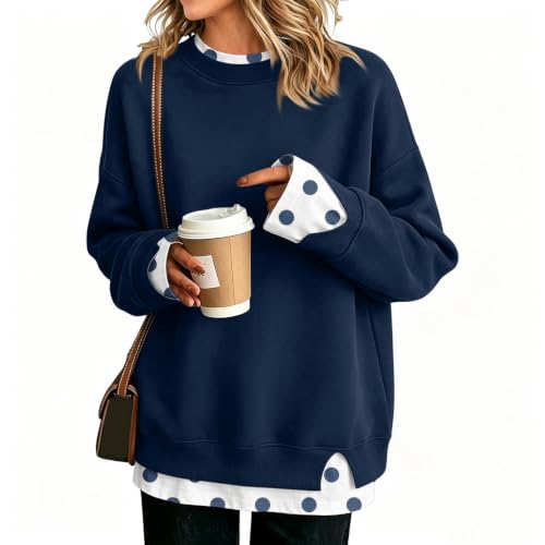 Layered Sweatshirt for Women Y2K Polka Dot Print Fall 2026 Womens Fashion - image 4