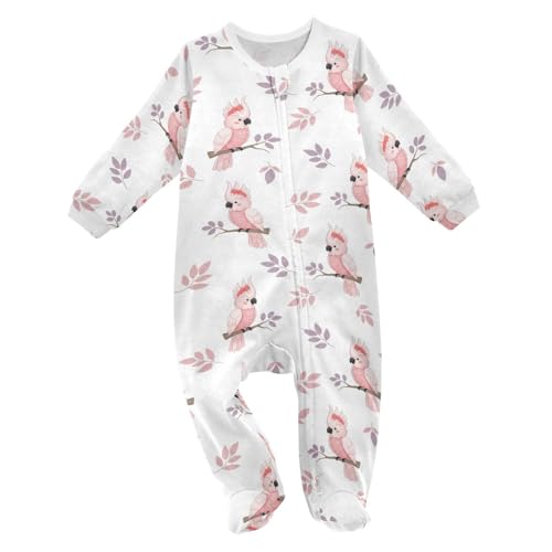 Emelivor Spring Parrot Branch White Newborn Baby One-Piece Sleepers Cotton Infant Footed Pjs for Boys Girls Kids