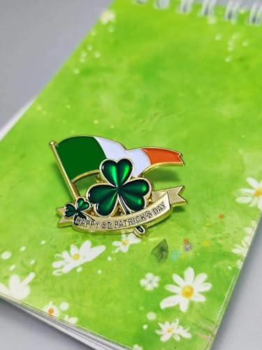 Image of St Patrick's Day Lapel Pin Badge Brooch Shamrock Irish Lucky Clover Celebration Gifts Decoration