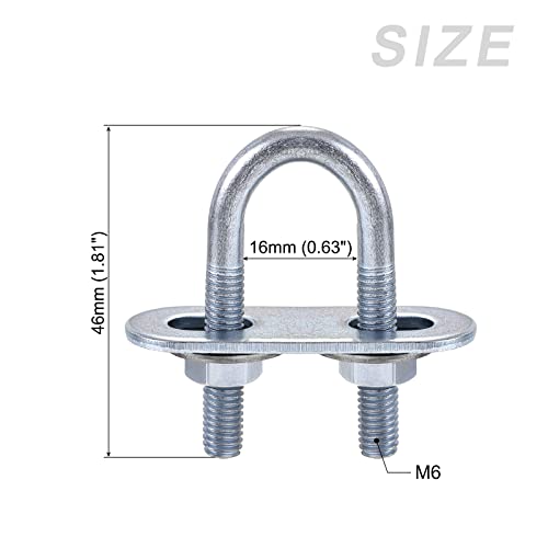 Image of METALLIXITY U Bolts 4 Sets (M6x16x46mm), Round U Bolt Steel with Accessories - for Construction, Pipe