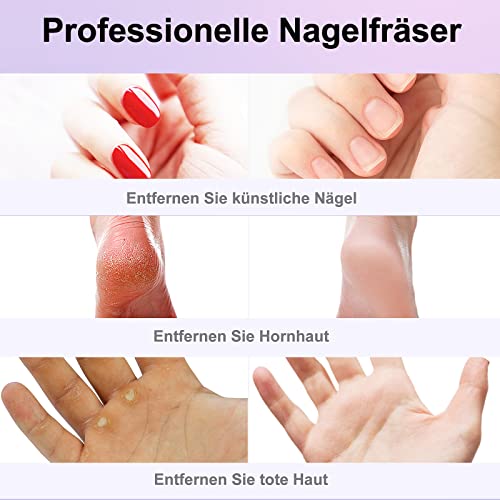 COSLUS C20 Kabellos Tragbar Elektrische Nagelfräser, 11 in 1 Profi Maniküre und Pediküreset, Elektrische Nagelfeile für Gelnägel und Acrylnägel, Nagelformen, Polieren, Entfernen von Hornhaut