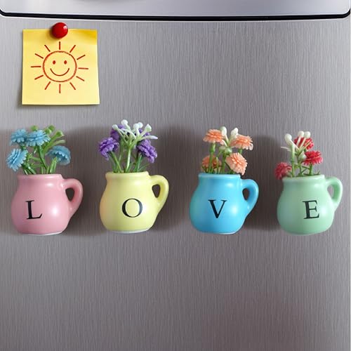 Set de 4 imanes decorativos mini jarrones cerámicos