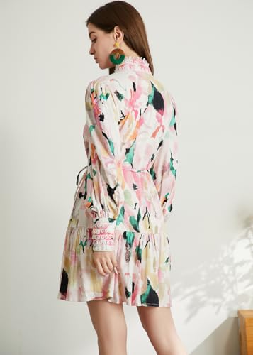 Image of Ruffle Sleeve Tunic Midi Dress Flowy Shift Sundress Sweet Babydoll Button Down Swing Skirt