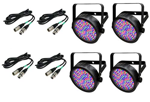 (4) Chauvet DJ SlimPar 56 LED Slim Par Can Pro RGB Lighting Effects + DMX Cables